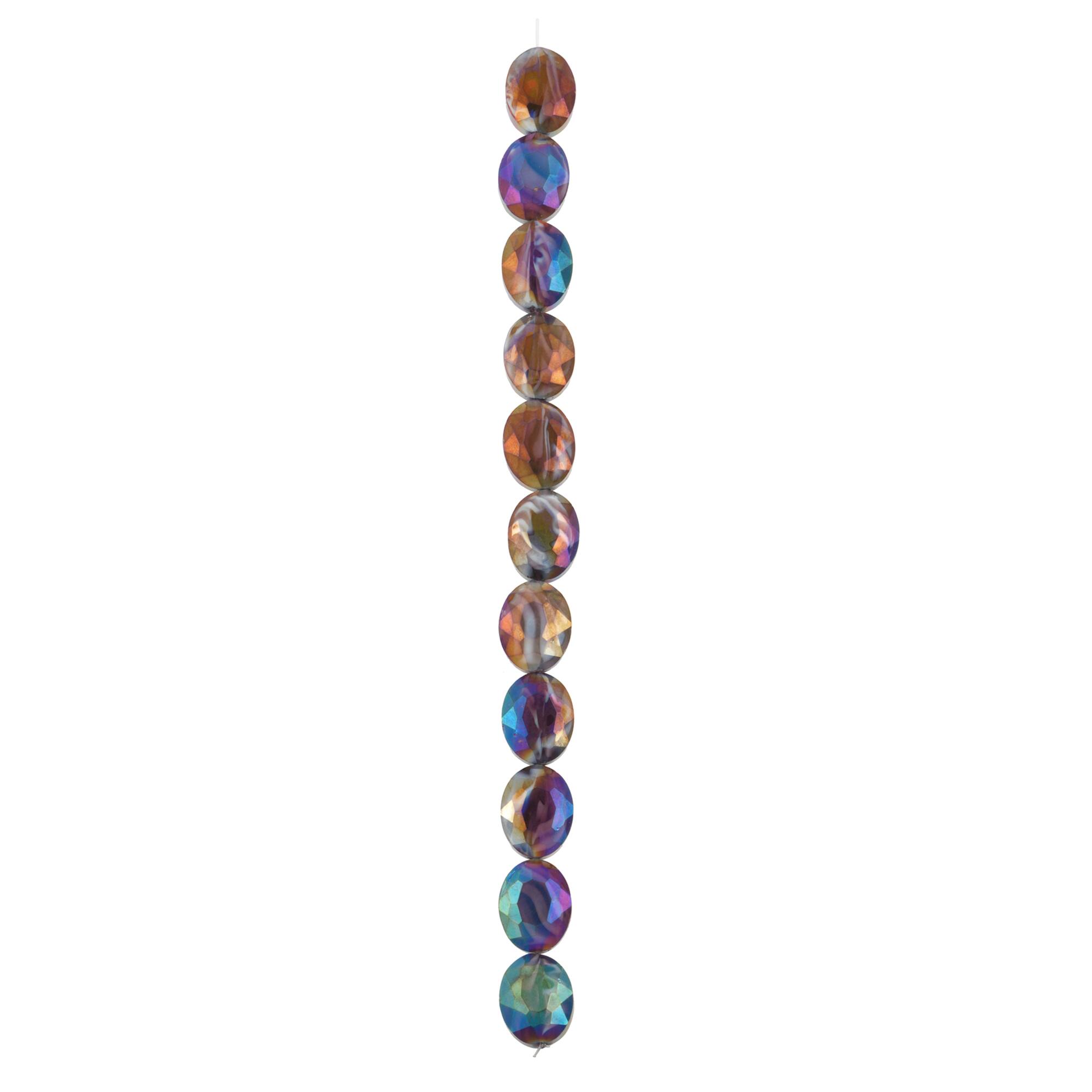 Purple Faceted Glass Oval Beads, 15.5mm by Bead Landing™